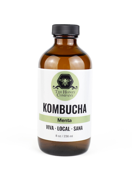8 oz bottle of kombucha from The Honey Company