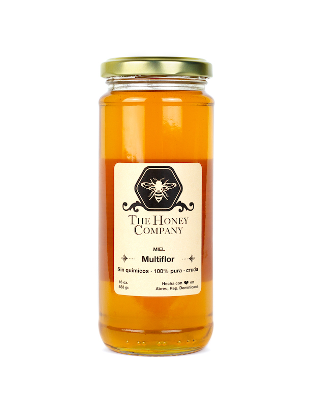Jar of multiflora company by The Honey Company